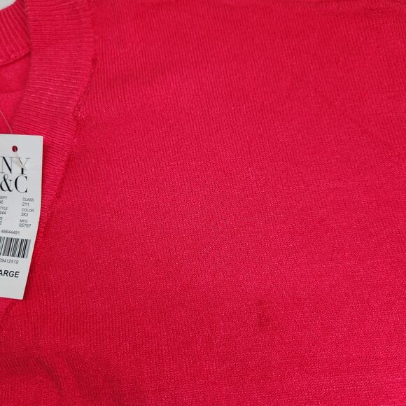 New York & Company Criss Cross V-Neck Pullover Sweater Size XXL Hot Pink Knit - Picture 8 of 10